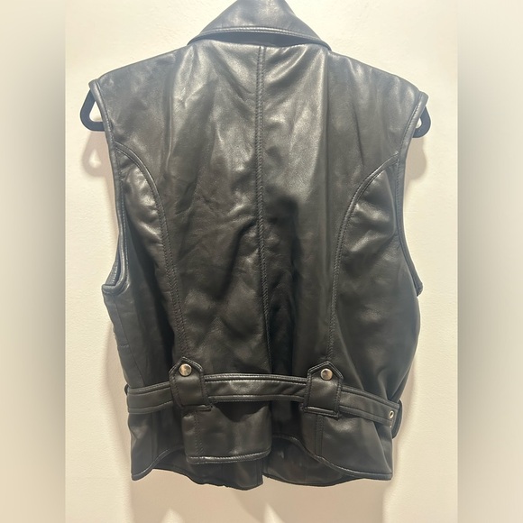 NEXT ISSUE size Large faux black leather biker jacket side zip, silver hardware - Picture 5 of 10